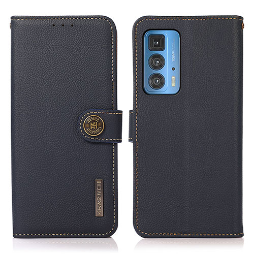 Leather Case Stands Flip Cover Holder B02H for Motorola Moto Edge 20 Pro 5G Blue