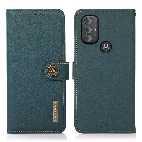 Leather Case Stands Flip Cover Holder B02H for Motorola Moto G Play (2023) Green