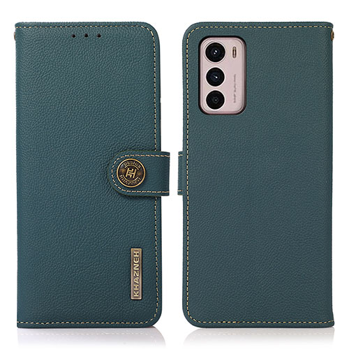 Leather Case Stands Flip Cover Holder B02H for Motorola Moto G42 Green