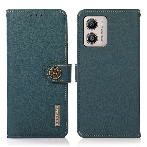 Leather Case Stands Flip Cover Holder B02H for Motorola Moto G53 5G Green