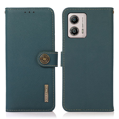 Leather Case Stands Flip Cover Holder B02H for Motorola Moto G53j 5G Green