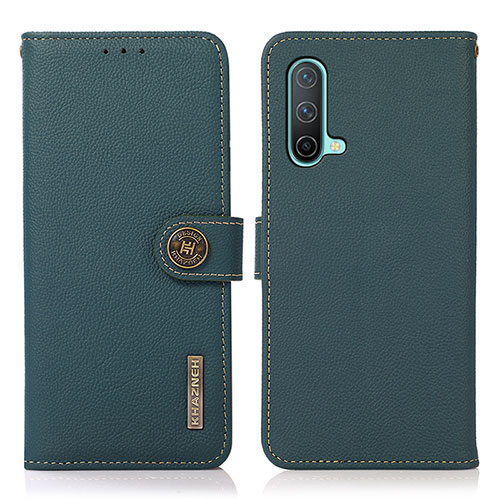 Leather Case Stands Flip Cover Holder B02H for OnePlus Nord CE 5G Green