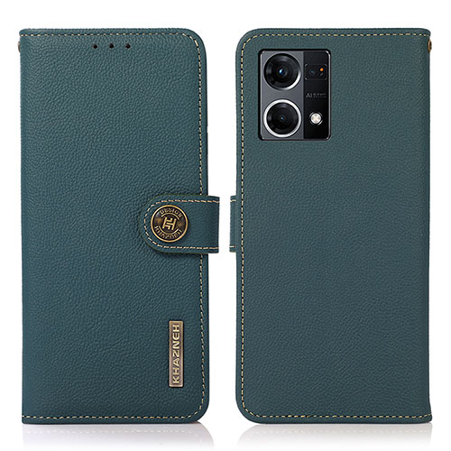 Leather Case Stands Flip Cover Holder B02H for Oppo F21 Pro 4G Green