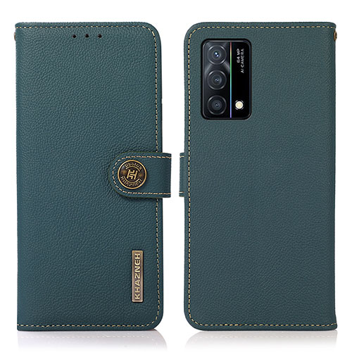 Leather Case Stands Flip Cover Holder B02H for Oppo K9 5G Green