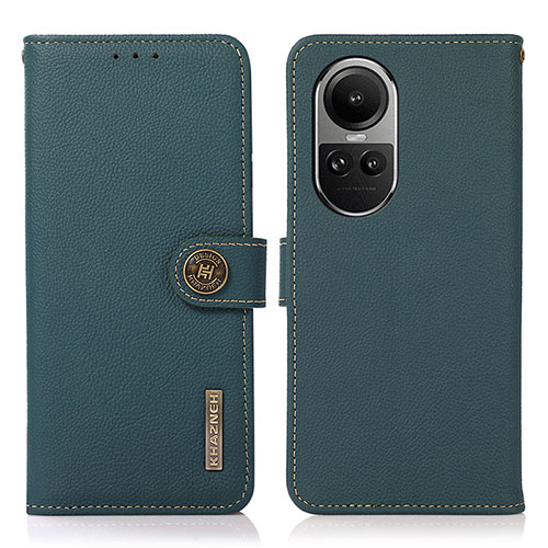 Leather Case Stands Flip Cover Holder B02H for Oppo Reno10 Pro 5G Green