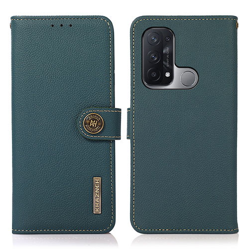 Leather Case Stands Flip Cover Holder B02H for Oppo Reno5 A Green