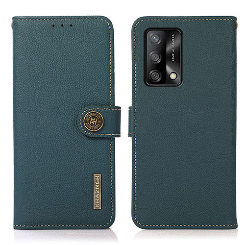 Leather Case Stands Flip Cover Holder B02H for Oppo Reno6 Lite Green