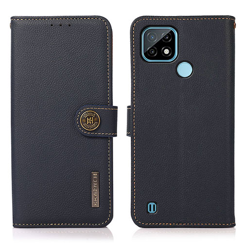 Leather Case Stands Flip Cover Holder B02H for Realme C21 Blue