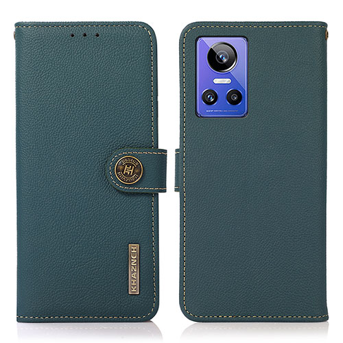 Leather Case Stands Flip Cover Holder B02H for Realme GT Neo3 5G Green