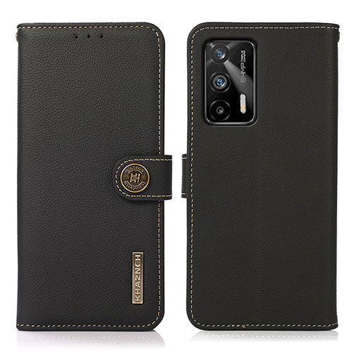 Leather Case Stands Flip Cover Holder B02H for Realme Q3 Pro 5G Black