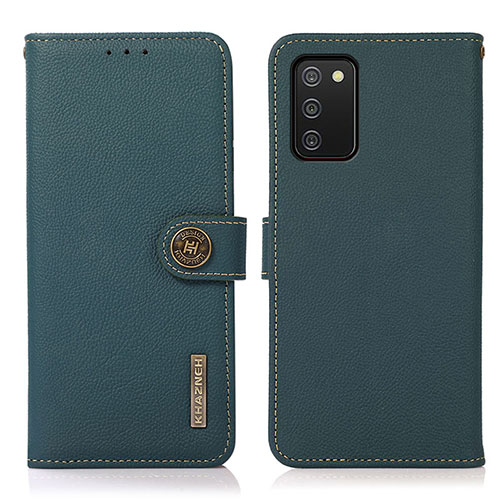 Leather Case Stands Flip Cover Holder B02H for Samsung Galaxy A02s Green