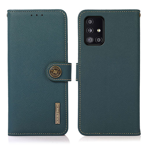 Leather Case Stands Flip Cover Holder B02H for Samsung Galaxy A51 4G Green