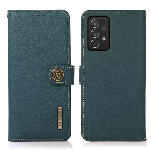 Leather Case Stands Flip Cover Holder B02H for Samsung Galaxy A72 4G Green