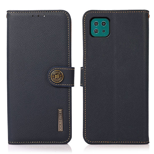 Leather Case Stands Flip Cover Holder B02H for Samsung Galaxy F42 5G Blue