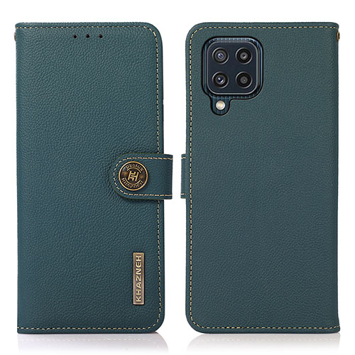 Leather Case Stands Flip Cover Holder B02H for Samsung Galaxy M32 4G Green