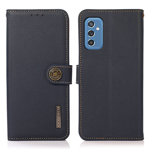 Leather Case Stands Flip Cover Holder B02H for Samsung Galaxy M52 5G Blue