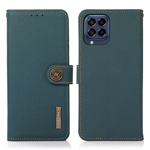 Leather Case Stands Flip Cover Holder B02H for Samsung Galaxy M53 5G Green