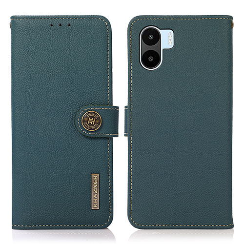 Leather Case Stands Flip Cover Holder B02H for Xiaomi Poco C50 Green