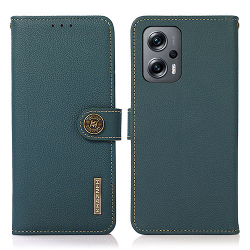 Leather Case Stands Flip Cover Holder B02H for Xiaomi Poco X4 GT 5G Green