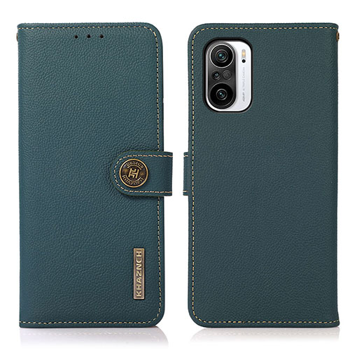 Leather Case Stands Flip Cover Holder B02H for Xiaomi Redmi K40 Pro 5G Green