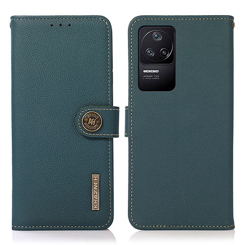 Leather Case Stands Flip Cover Holder B02H for Xiaomi Redmi K40S 5G Green