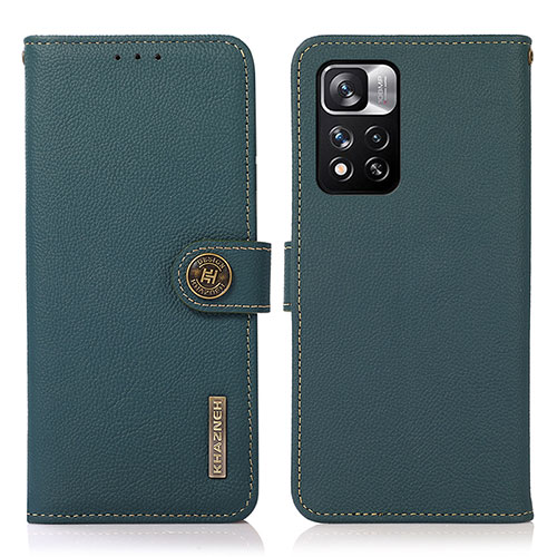 Leather Case Stands Flip Cover Holder B02H for Xiaomi Redmi Note 11 Pro+ Plus 5G Green