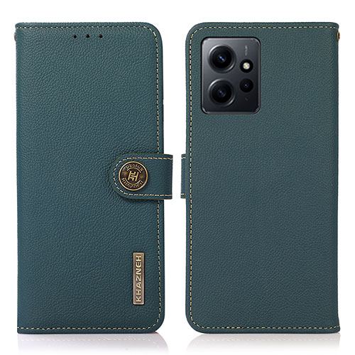 Leather Case Stands Flip Cover Holder B02H for Xiaomi Redmi Note 12 4G Green