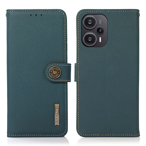 Leather Case Stands Flip Cover Holder B02H for Xiaomi Redmi Note 12 Turbo 5G Green