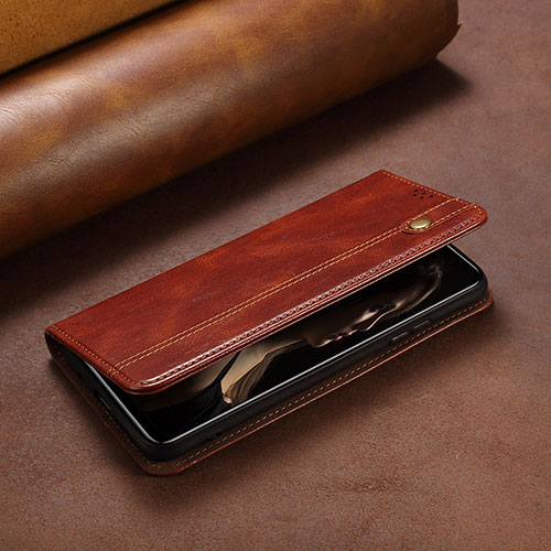 Leather Case Stands Flip Cover Holder B02S for Huawei Honor 80 5G Brown