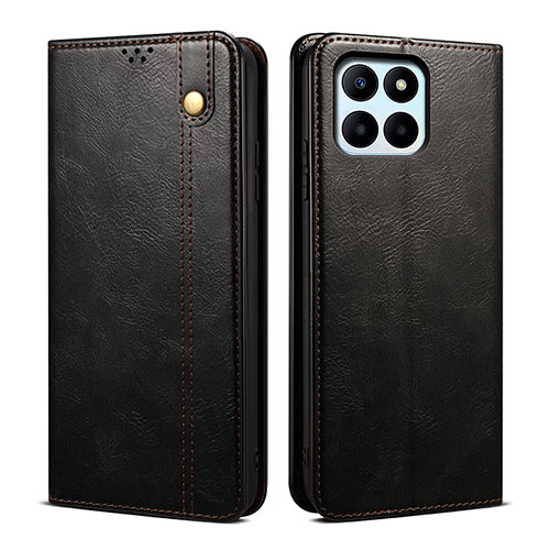 Leather Case Stands Flip Cover Holder B02S for Huawei Honor X8b Black