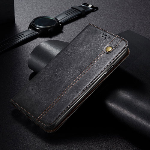 Leather Case Stands Flip Cover Holder B02S for Huawei Nova 8 SE 4G Black