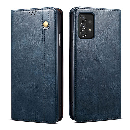 Leather Case Stands Flip Cover Holder B02S for Samsung Galaxy A72 4G Blue