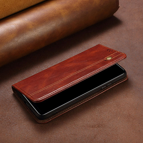 Leather Case Stands Flip Cover Holder B02S for Xiaomi Poco C50 Brown