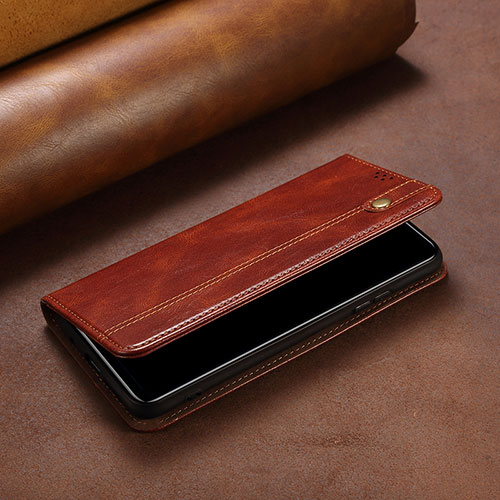 Leather Case Stands Flip Cover Holder B02S for Xiaomi Poco C51 Brown