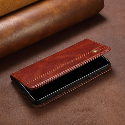 Leather Case Stands Flip Cover Holder B02S for Xiaomi Poco X4 Pro 5G Brown