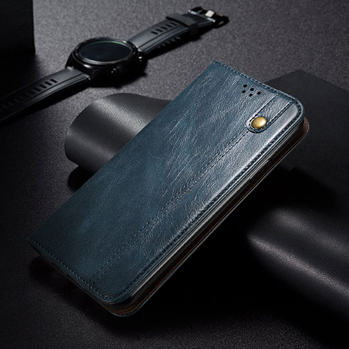 Leather Case Stands Flip Cover Holder B02S for Xiaomi Redmi K40 5G Blue