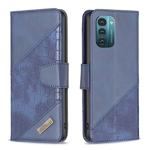 Leather Case Stands Flip Cover Holder B03F for Nokia G11 Blue