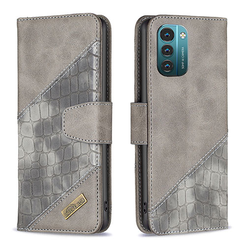 Leather Case Stands Flip Cover Holder B03F for Nokia G11 Dark Gray