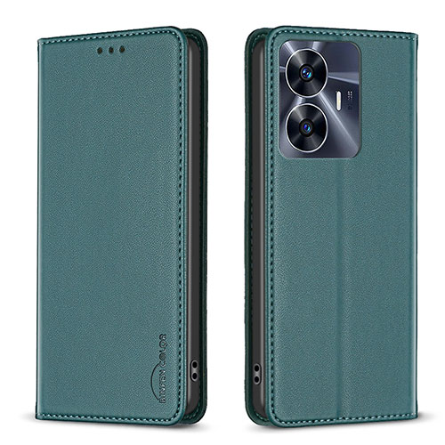 Leather Case Stands Flip Cover Holder B03F for Realme C55 Green