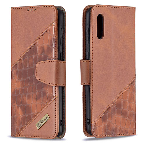 Leather Case Stands Flip Cover Holder B03F for Samsung Galaxy A02 Brown