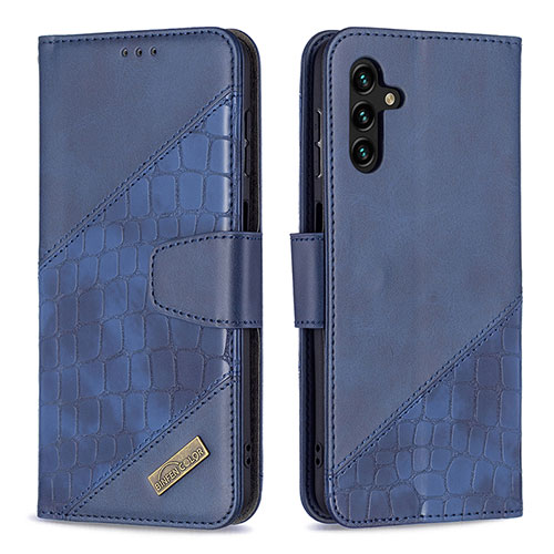 Leather Case Stands Flip Cover Holder B03F for Samsung Galaxy A04s Blue