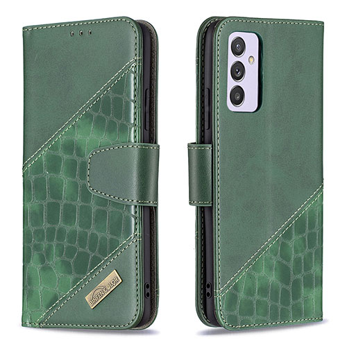 Leather Case Stands Flip Cover Holder B03F for Samsung Galaxy A24 4G Green