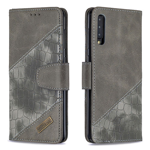 Leather Case Stands Flip Cover Holder B03F for Samsung Galaxy A30S Dark Gray