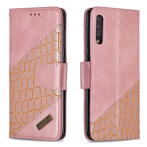 Leather Case Stands Flip Cover Holder B03F for Samsung Galaxy A30S Rose Gold