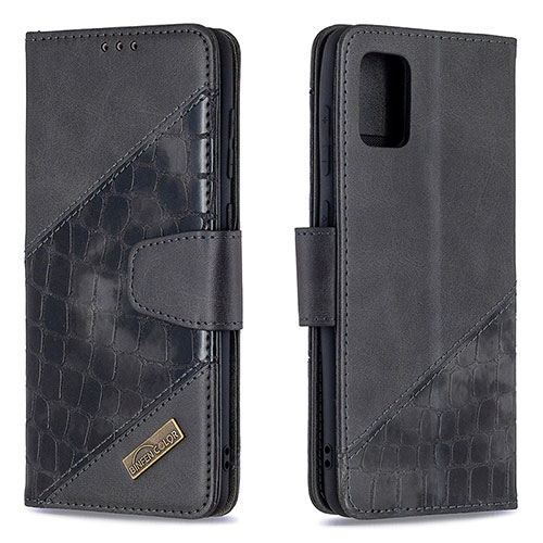 Leather Case Stands Flip Cover Holder B03F for Samsung Galaxy A31 Black