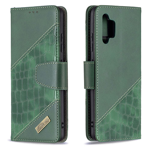 Leather Case Stands Flip Cover Holder B03F for Samsung Galaxy A32 5G Green