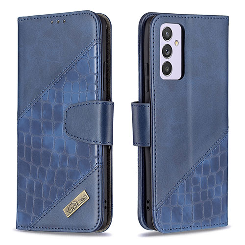 Leather Case Stands Flip Cover Holder B03F for Samsung Galaxy A34 5G Blue