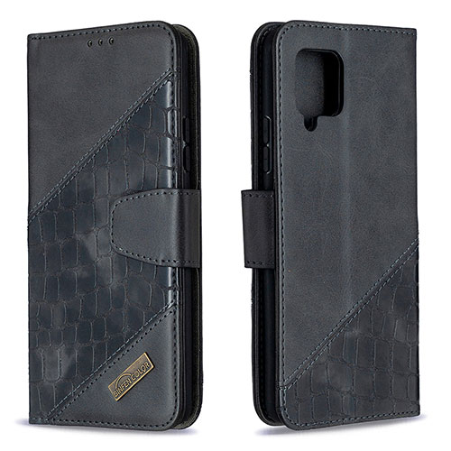 Leather Case Stands Flip Cover Holder B03F for Samsung Galaxy A42 5G Black