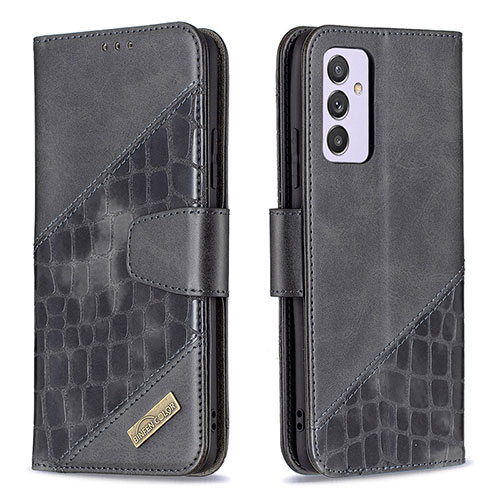 Leather Case Stands Flip Cover Holder B03F for Samsung Galaxy A54 5G Black