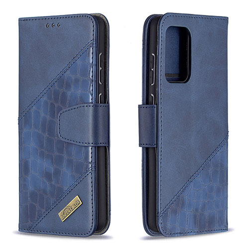 Leather Case Stands Flip Cover Holder B03F for Samsung Galaxy A72 4G Blue